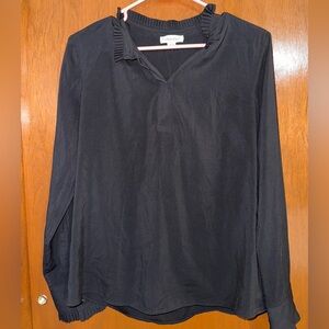 Calvin Klein Black Ruffle Collar Blouse